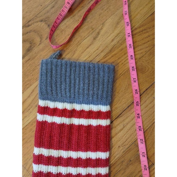 Christmas red and green stripe knit stockings set - Picture 3 of 3